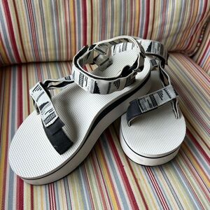 Teva platform Black and White Sandals